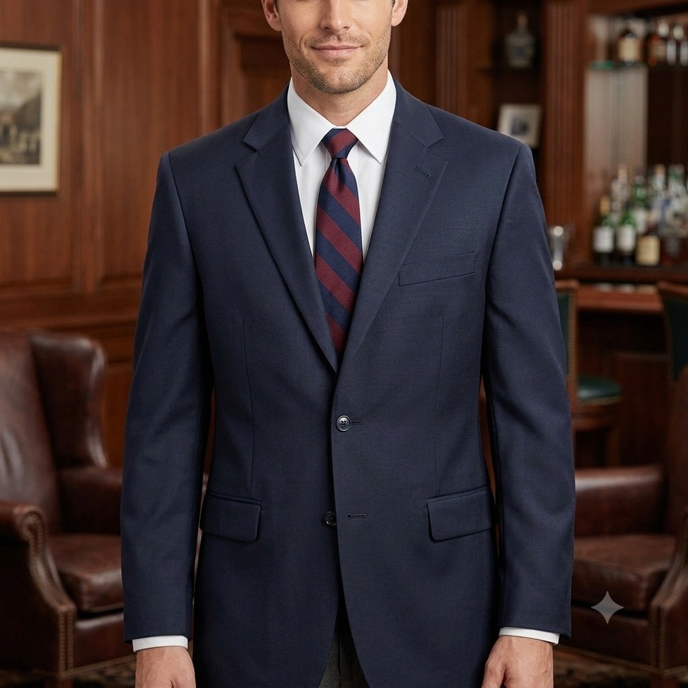 Jos. A. Bank Traveler Blazer Mens 40L Navy Blue 100% Wool Two-Button Jacket